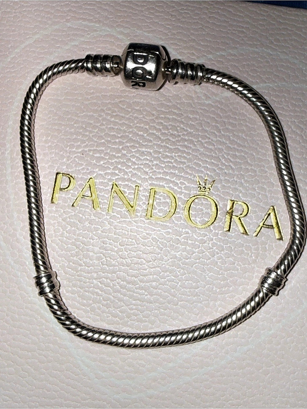Authentic PANDORA Moments Barrel Clasp Snake Chain Bracelet